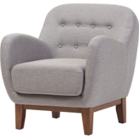 Sophia Upholstered Armchair - Button Tufted, Light Gray