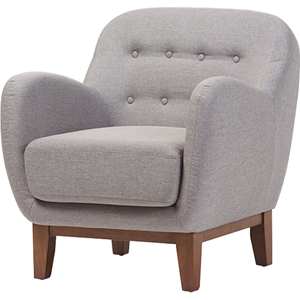 Sophia Upholstered Armchair - Button Tufted, Light Gray 