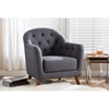 Lotus Upholstered Armchair - Button Tufted, Dark Gray - WI-807-DARK-GRAY