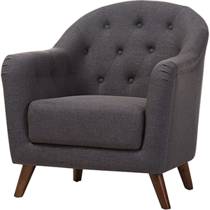 Lotus Upholstered Armchair - Button Tufted, Dark Gray 