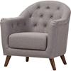 Lotus Upholstered Armchair - Button Tufted, Light Gray - WI-807-LIGHT-GRAY