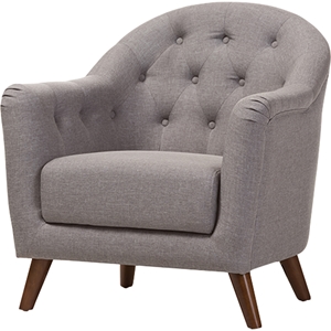 Lotus Upholstered Armchair - Button Tufted, Light Gray 