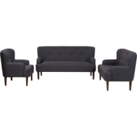 Toni 3-Piece Sofa Set - Button Tufted, Dark Gray