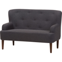 Toni Upholstered Loveseat Settee - Button Tufted, Dark Gray