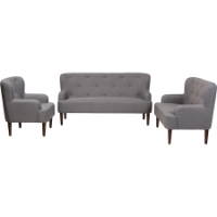 Toni 3-Piece Sofa Set - Button Tufted, Light Gray