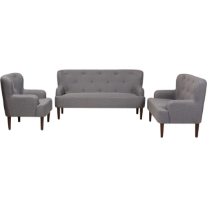 Toni 3-Piece Sofa Set - Button Tufted, Light Gray 