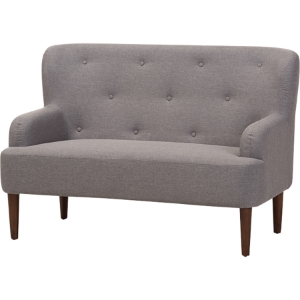Toni Upholstered Loveseat Settee - Button Tufted, Light Gray 