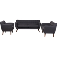 Harper 3-Piece Upholstered Sofa Set - Button Tufted, Dark Gray
