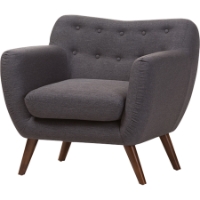 Harper Upholstered Armchair - Button Tufted, Dark Gray