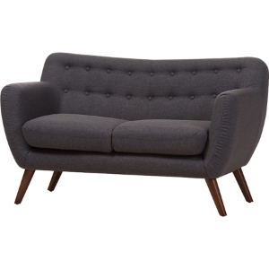 Harper Upholstered Loveseat - Button Tufted, Dark Gray 