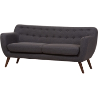 Harper Upholstered Sofa - Button Tufted, Dark Gray