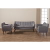 Harper 3-Piece Upholstered Sofa Set - Button Tufted, Light Gray - WI-809-LIGHT-GRAY-3PC-SET