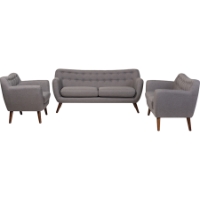 Harper 3-Piece Upholstered Sofa Set - Button Tufted, Light Gray