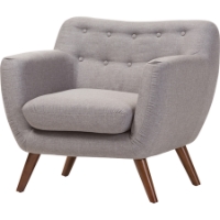 Harper Upholstered Armchair - Button Tufted, Light Gray