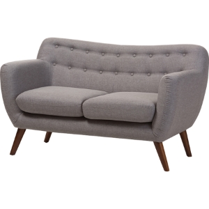 Harper Upholstered Loveseat - Button Tufted, Light Gray 