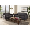 Virginia Upholstered Loveseat Settee - Button Tufted, Dark Gray - WI-810-DARK-GRAY-LS