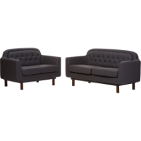 Virginia 2-Piece Sofa Set - Button Tufted, Dark Gray