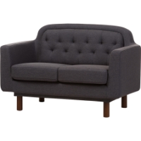 Virginia Upholstered Loveseat Settee - Button Tufted, Dark Gray