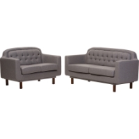 Virginia 2-Piece Sofa Set - Button Tufted, Light Gray
