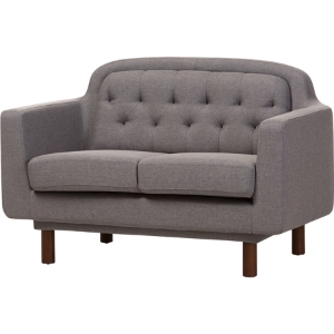 Virginia Upholstered Loveseat Settee - Button Tufted, Light Gray 