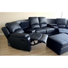 Paramount Curved Row Leather Home Theater Seating - Black - 8802-BLACK-7PC-HOME-THEATRE-SETS