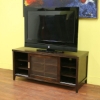 Benno Dark Brown TV Stand with Sliding Glass Doors - WI-88631-CHOCOLATE