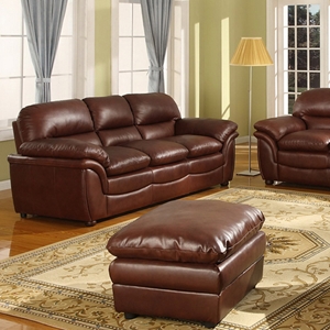 Redding Modern Sofa & Loveseat - Cognac Brown Leather 