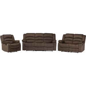 Hollace 3-Piece Microsuede Living Room Set - Taupe 