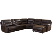 Mistral 6-Piece Recliner Sectional - Bonded Leather, Dark Brown