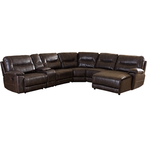 Mistral 6-Piece Recliner Sectional - Bonded Leather, Dark Brown 