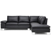 Toria Chaise Sectional Sofa - Black, Chrome Legs, Adjustable Arm - WI-A-071-SECTIONAL-BLACK-RFC