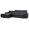 Franklin Chaise Sectional Sofa - Black, Adjustable Headrest - WI-A-072-SECTIONAL-BLACK-LFC