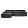 Franklin Chaise Sectional Sofa - Black, Adjustable Headrest - WI-A-072-SECTIONAL-BLACK-LFC