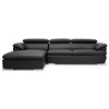 Ferdinand Chaise Sectional Sofa - Black, Adjustable Headrest - WI-A-076-SECTIONAL-BLACK-LFC