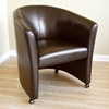 Somerset Full Leather Brown Club Chair with Wheels - WI-A-131-001