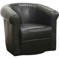 Julian Faux Leather Swivel Club Chair - Black Brown