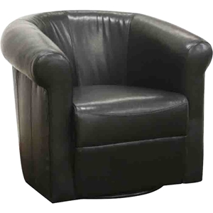 Julian Faux Leather Swivel Club Chair - Black Brown 