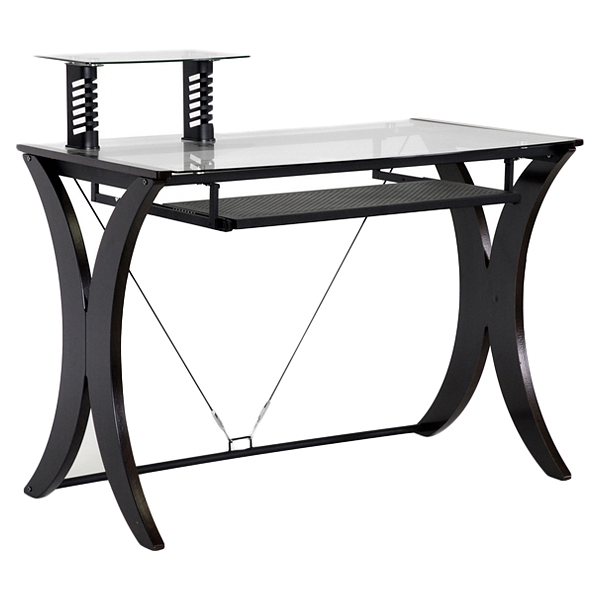 Xavier Computer Desk - Tempered Glass, Monitor Stand, CD Rack | DCG Stores