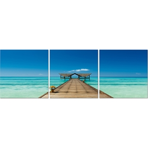 Azure Tropics Mounted Photography Print Triptych - Multicolor 