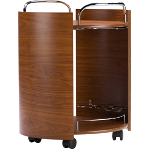 Carlsen 2-Tier Serving Trolley - Chrome Handles, Walnut Brown 