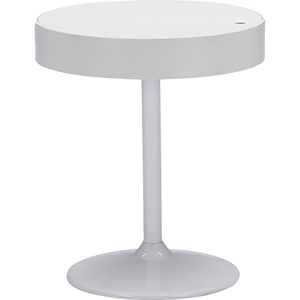 Aminta Round Bentwood Table - Storage Compartment, White 