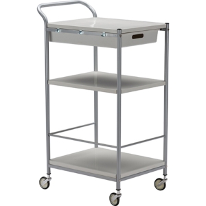 Bisanti 1 Drawer Trolley Cart - White, Chrome 