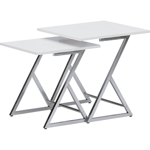 Parutto 2-Piece Nesting Table Set - White, Chrome 