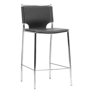 Montclare 26'' Counter Stool - Chrome Frame, Black Leather 
