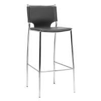 Montclare 29.25'' Bar Stool - Chrome Frame, Black Leather