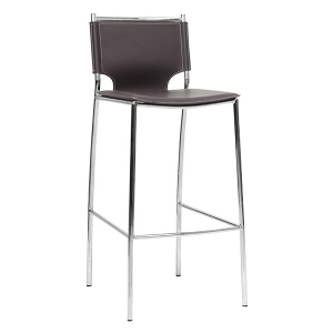 Montclare 29.25'' Bar Stool - Chrome Frame, Brown Leather 