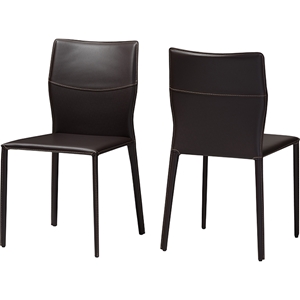 Asper Leather Dining Chair - Dark Brown (Set of 2) 
