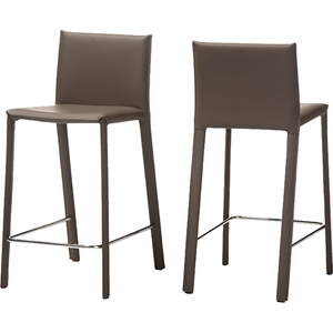 Crawford Leather Counter Height Stool - Taupe (Set of 2) 