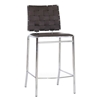 Vittoria 26'' Counter Stool - Chrome Frame, Brown Woven Leather - WI-ALC-1866B-65-BROWN