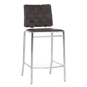 Vittoria 26'' Counter Stool - Chrome Frame, Brown Woven Leather 